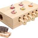 Cat Enrichment Toys For Indoor Cats, w-hack a mole Game Cat Puzzle Toy, Safe Fun Box Paws Scratcher, Interactive Box Catch Mice Game For Cat Playing Scratching Bite