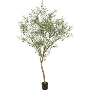 Realead Faux Olive Tree 7ft - Tall Olive Trees Artificial Indoor - Fake Potted Olive Silk Tree with Natural Olive Branches and Realistic Leaves - Artificial Olive Trees for Home Office Decor Indoor