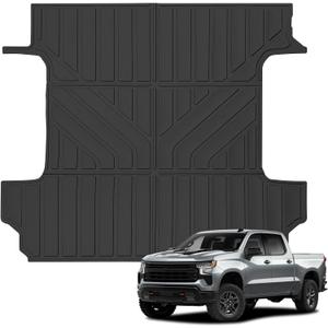 Truck Bed Mat Compatible with 2019-2024 2025 Chevy Silverado 1500 & GMC Sierra 1500 Crew Cab 5.8Ft Short Bed, TPE All-Weather Truck Bed Liner