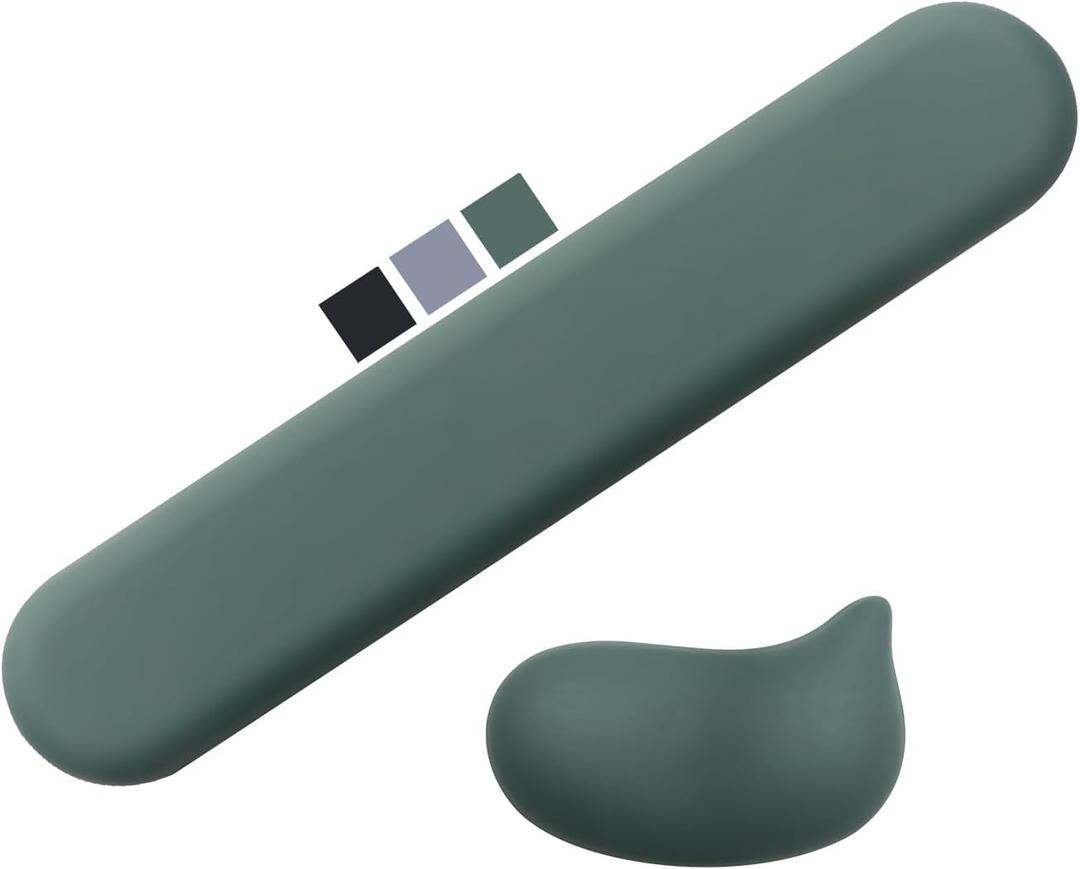 Wrist Rest for Keyboard and Mouse Pad, Ergonomic Memory Foam Keyboard Wrist Rest Set, Luxe Leather, Non-Slip Desk Accessories for Office and Home (Green)