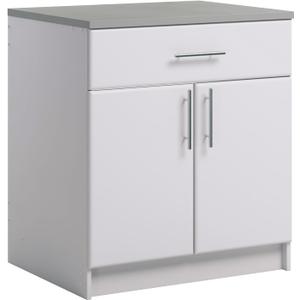 Prepac Elite 36" Tall Storage Cabinet with Doors and Shelves, Multipurpose Garage Cabinet with Large Drawer and Adjustable Shelf, Open Back Storage Furniture for Kitchen, Laundry Room, Garage, White