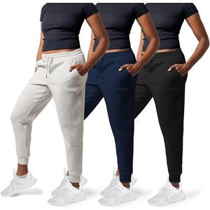 3 Pack Sweatpants Women - Womens Sweatpants with Pockets, Fleece Womens Joggers, Yoga Pants(Large, Black / Navy / Lt. Heather Grey)