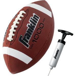 Franklin Sports Youth + Adult Footballs - Extra Grip 1000 Official Size, Junior + Pee Wee Kids - 1 + 12 Packs (Brown/White)