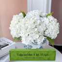 YalzoneMet RUZUQE 3 Pcs 21 inches White Artificial Hydrangea Flower Natural Lifelike Real Touch Faux Large Royal Hydrangea Flower for Home Party Outdoor Wedding Gifts Christmas Table Decoration