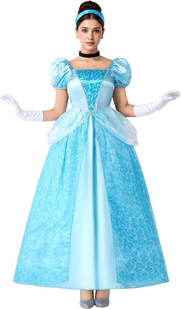Spooktacular Creations Adult Princess Costume, Halloween Costume Woman Role Play, Blue Princess Dress (Medium)