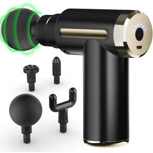 cotsoco Massage Gun Deep Tissue for Pain Relief with 4 Massage Heads & 6 Speeds, Electric Mini Handheld Body Massager for Any Pain Relief, Best Gifts for Dad and Mom (Black)