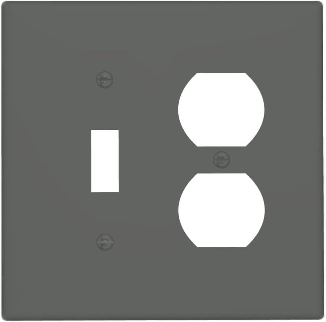 Light Switch Cover Plate Dark Gray 2 Gang Outlet Covers 1 Toggle 1 Duplex Socket Cover Wallplates Electrical Switch Plate Covers for Bathroom Bedroom Home Decor