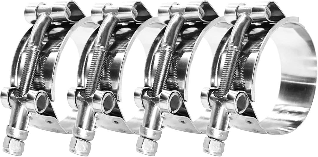 BOTTEN 4 Pack 1.25" T-Bolt Hose Clamp, Clamp Range 41-46mm for 1.25" Hose ID, Hose Clamps Stainless Steel, Hose Clamp Pliers and Clamps Heavy Duty,Rradiator Hose Clamps