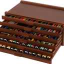VISWIN 6-Drawer Art Supply Storage Organizer, Beech Wood Artist Storage Box with Removable Dividers, Portable Art Box for Paints, Brushes, Pencils, Pens, Pastels - Walnut