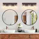 3 Light Modern Bathroom Light Fixtures Over Mirror, Bronze Finish Vanity Lights for Bathroom Wall Sconces with Clear Glass Shades, E26 Socket (Bulbs Not Included)