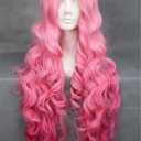 Swiking Long Pink Ombre Curly Wave Womens Wig Natural Hair Wigs Heat Resistant Synthetic Daily Halloween Cosplay Full Wigs for Women Girls