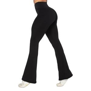 Sunzel Flare Leggings, Crossover Yoga Pants with Tummy Control, High Waisted and Wide Leg, No Front Seam Black XXL 28" Inseam