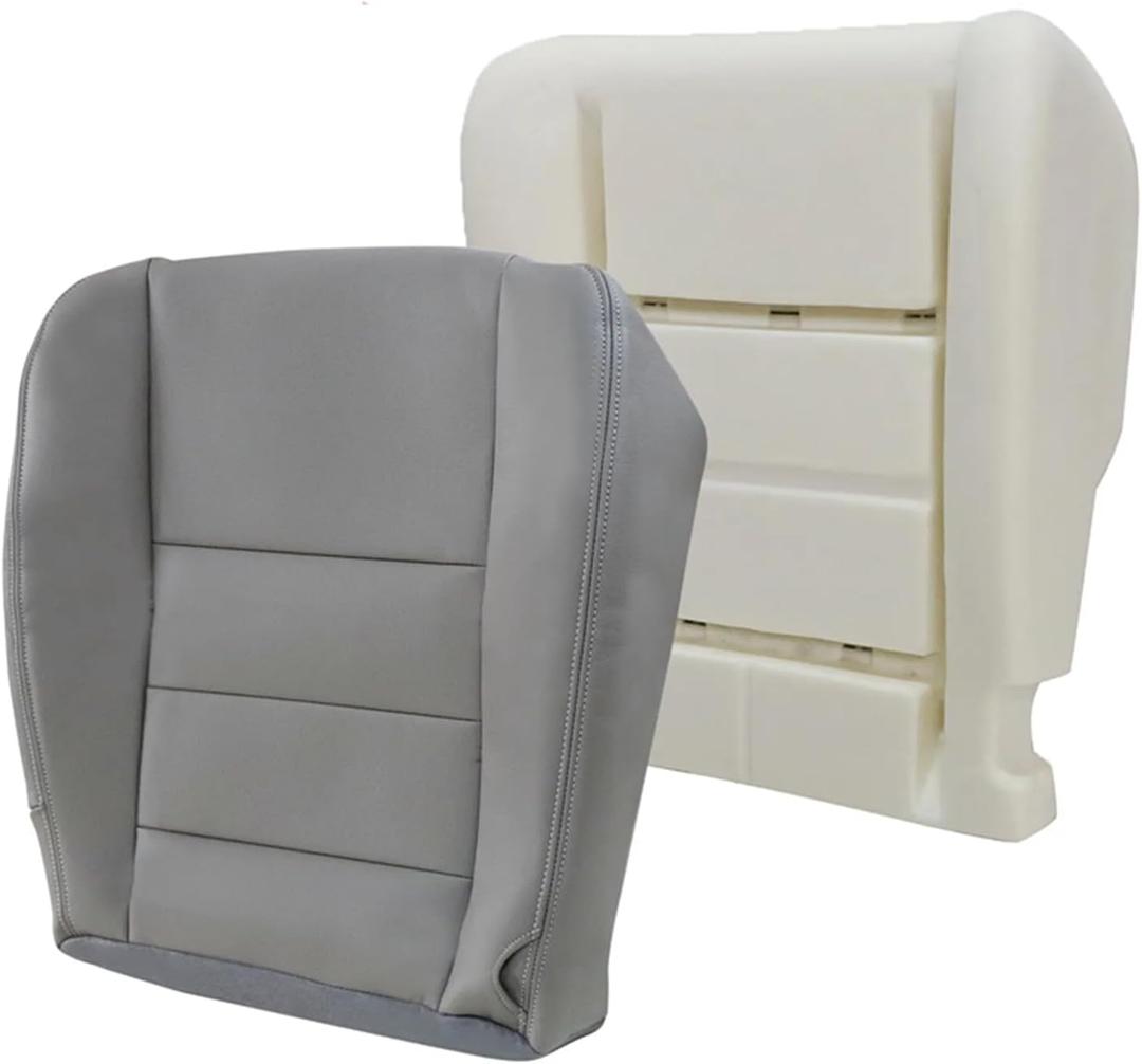 NLQR Gray Driver Side Bottom Replacement Seat Cover & Foam Cushion Compatible with Ford F250 F350 F450 F550 Lariat 2002 2003 2004 2005 2006 2007 Compatible with Ford Excursion 2002 2003 2004 2005