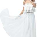 2 x Women's A-Line Fairy Elastic Waist Tulle Skirt A-Line Midi Skirts (White)
