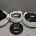 Milton Casserole for Hot Food, Double Walled Insulated Inner Stainless Steel Hot Pot with Lid, Serving box for Food and Roti, Serving Bowl, Set of 3 (Size 62, 45, 28 oz) Venice, Micro White