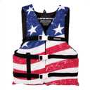 Sportstuff Type III Life Jacket US Coast Guard Approved Open Sides with 3 Body Belts & Buckles Quick Dry Fabric, Secure Fit, Comfortable Stars & Stripes, Adult Oversized