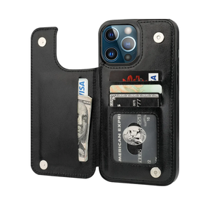 ONETOP Compatible with iPhone 13 Pro Max Wallet Case with Card Holder,PU Leather Kickstand Card Slots Case, Double Magnetic Clasp and Durable Shockproof Cover 6.7 Inch(Black)