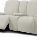 ULTICOR Jacquard Design Reclining Loveseat with Middle Console Slipcover, 8-Piece Stretch Sofa Covers, 2 seat Loveseat Recliner Cover, Washable (Style 3) (Ivory)
