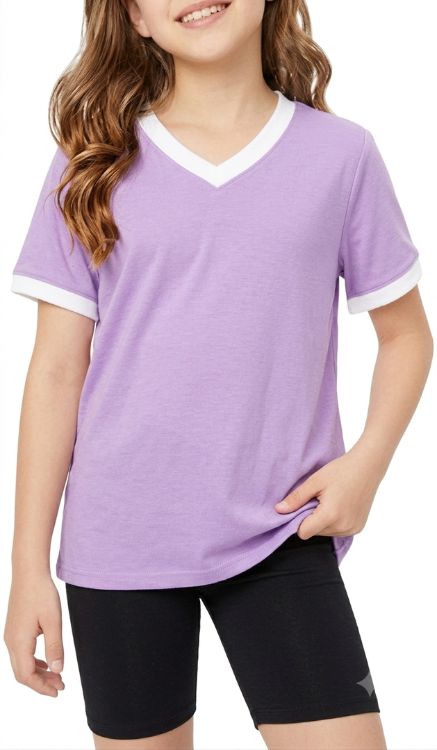 Poroka Girls Short Sleeve T Shirt (13-14Y, Purple)