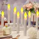Macarrie 108 Pieces Flameless LED Taper Candles Battery Operated Candles, Flickering Light Electric Handheld Candlesticks, Halloween Christmas Church Party Weddings Decoration(White)