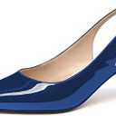 JANSEVEN Women Chunky Heels Pumps Crystal Block Heels with Rhinestones Pointed Toe Sexy Gradient Patent Leather Slip on Bridal Party Wedding Dress Shoes Size 8 US