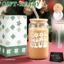 2 x Mom Gifts, Cool Moms Club 18 Oz Can Glass Cup, Funny New Mom Presents Ideas for Mother's Day Birthday Valentine's Day