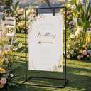 Wedding Sign Stand, Black Wedding Welcome Sign, Wedding Sign Holder with Storage Bag and Leather Sign Hanging Straps, Easel Stand for Sign, Welcome Sign for Party