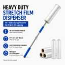 48 Inch Stretch Film Dispenser Pole Holder, Heavy Duty Long Handle Stretch Wrap Dispenser for Pallet Wrapping, Pallet Wrap Dispenser Fits 12"-20" Film Rolls with 1.5"-3" Core, Warehouse Packaging Tool