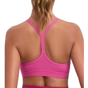 Women's Sports Bras Y Back Racerback Removable Padded Strap Yoga Bras Low Impact Workout Top (Medium, Hot Pink)