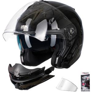 LEM Modular Motorcycle Helmets for Adults, Full Face Motorcycle Helmets for Men, Detachable Chin Guard, DOT Approved, Anti-Fog PINLOCK & DVS Dual Vision, Double D Lock, Quick Series(Black, Small)