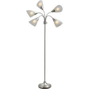 Adesso Floor Lamp with 5 Movable Shades & Adjustable Brightness, Brushed Steel Finish, Silver Perfect Lighting for Bedroom Decor, Beauty & Art Studio