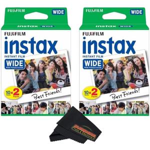 Fujifilm Instax Wide Instant Film Twin Pack with Sunshine Photo Microfiber Cloth... (2 Pack-40 Exposures)
