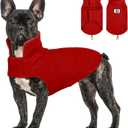 DENTRUN Reversible Dog Coat - Windproof Polar Fleece Vest with Reflective Neck Strips, Hook & Loop Closures, Easy-On Cold Weather Jacket for  Dogs (Small Dogs Sweater) (Burgundy)