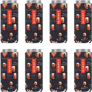 Slim Standard 12oz Can Holder for Beer&Soda, 8 Pack Can Cooler Sleeve for Beverage Soda Drinks, Insulated Neoprene Can Cover, Reusable Can Covers for Women (Enjoy Beer, 12oz Slim Can)