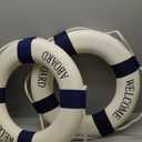 Vercraft 2 Pcs 20" Welcome Aboard Life Ring Large Life Preserver Ring Decorative Nautical Party Decorations Cruise Ship Decorations Lifebuoy Wall Hanging Decor for Home Wall Window, Blue