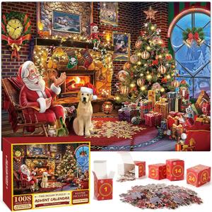 Advent Calendar 2025 Christmas Jigsaw Puzzles, 1008 Pieces Christmas Puzzle Christmas Family Game Christmas Gifts for Kids Teens Adults (Christmas Cartoon)