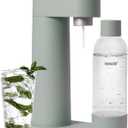 Woody Sparkling Water Maker - Silent Carbonated Water Machine Made of Renewable Wood Composite and 1L Water Bottle - Without CO2 Cylinder - Seltzer Maker Machine - Colour Sage Green