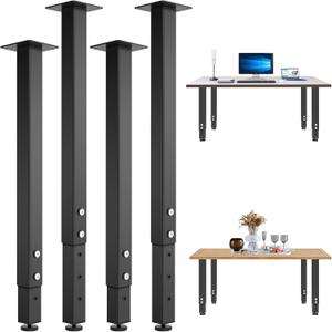 4PCS Adjustable Square Table Leg (24-40inch)Metal Desk Legs, Home Office DIY Furniture Leg Set for Tables, DIY desks, Counter Tops, Kitchen Tables,Office Desk (Black)