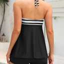 Tankini Swimsuit Bathing Suit 2024 - Women Two Piece with Shorts Halter Twist Front Flowy Top Retro Swimwear (M)