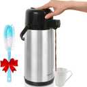 TOMAKEIT Airpot Coffee Carafe for Keeping Hot,102oz/3L Coffee Dispenser Thermal with Pump,Insulated Stainless Steel Hot Beverage Dispenser for Parties,Thermal Carafe for Hot Drinks Water Tea Chocolate
