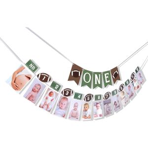 Football 1st Birthday Banner - Football First Birthday Decorations, Football 12 Month Photo Banner, Football 1st Year Photo Banner, Photo Prop Football Party Decor