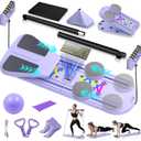 Pilates Board, Foldable Pilates Reformer Set for Home Workout with Timer, 6-in-1 Multifunctional Portable Reformer Pilates Machine at Home Pilates Equipment for Fitness, Exercise, Abs, Core Training (Purple)