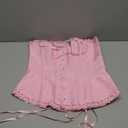 frawirshau Women's Lace Up Boned Overbust Corset Bustier Lingerie Bodyshaper Top, L