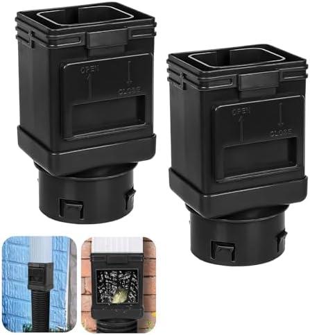 JXLXYY (2 Packs) Downspout Leaf Filter Downspout Cleanout,Leaf Removers, Gutter Downspout Protection,Downspout Diverter,Fits 2X3 and 3X4 Drainpipe- Black
