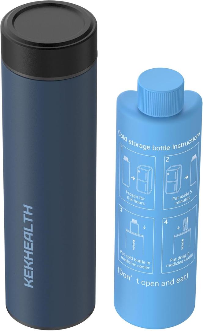 Compact 60H Insulin Cooler Travel Case TSA Approved Ice Packs Medication Cooler for Travel Temp-observable Refrigerated Medicine Diabetic Travel Case with QR Medical Travel Tag (Navy Blue)