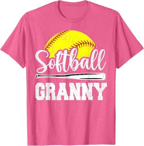 Softball Granny Softball Player Game Day Mother's Day Gift T-Shirt XL, Pink Heather