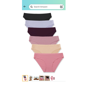 FINETOO 6 Pack Women’s Seamless Hipster Underwear No Show Panties Invisibles Briefs Soft Stretch Bikini Underwears S
