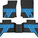 All Weather Floor Mats Custom Fit for Toyota Tacoma 2016-2023 Waterproof Heavy Duty Anti-Slip Car Mats, 1st & 2nd Row Black & Blue