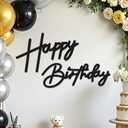 Babenest Black Felt Happy Birthday Sign - Reusable Strong Adhesion Banner for Backdrop, Balloon Arch Decor, Party Supplies for Kids Birthday Party Baby Shower Decorations