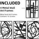 4 Pieces Black Abstract Metal Wall Art, Modern Minimalist Matte Wall Decor, 3D Textured Wall Sculptures, Black and White Wall Art for Living Room Bedroom Bathroom Study Office (15.7 x 10.6inch) (Abstract)